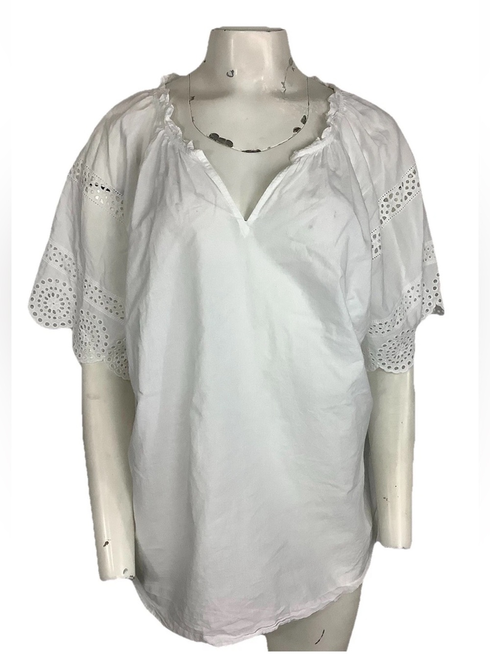 Talbots Sz 2X 100% Cotton Light Travel Beach Vacation Swim Cover Top White